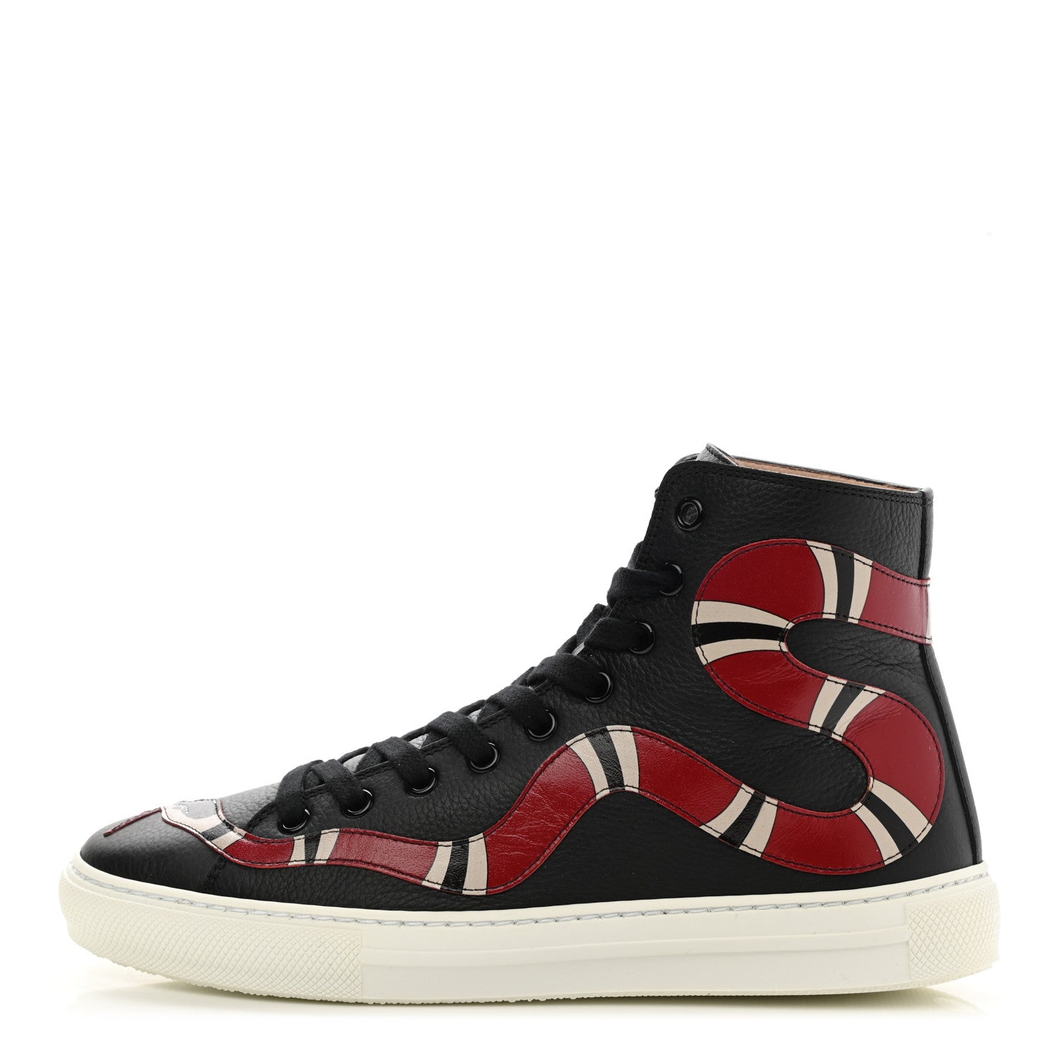 Gucci Calfskin Kingsnake Womens High Top Sneakers 37 Black 1 of 7
