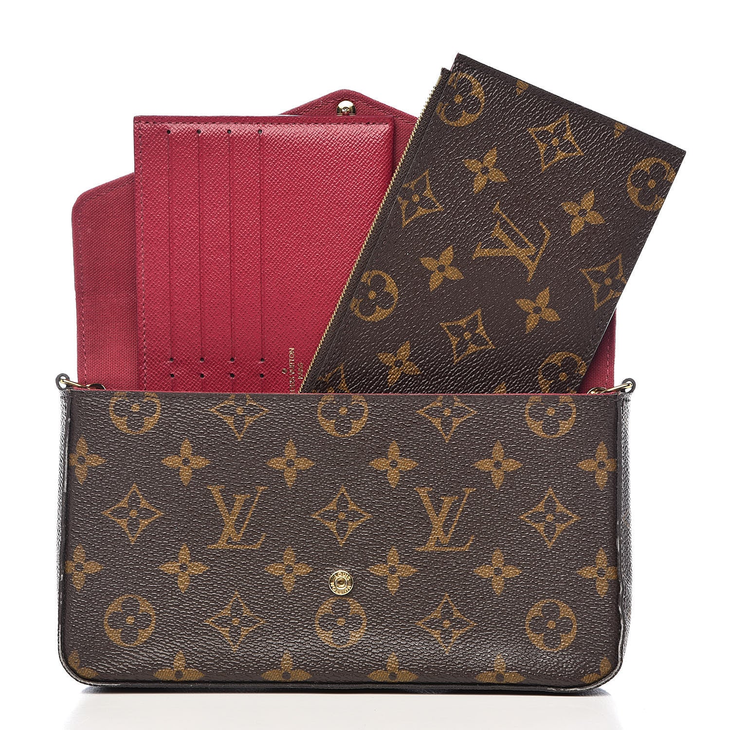 Louis Vuitton Monogram Pochette Felicie Chain Wallet Fuchsia 5 of 16