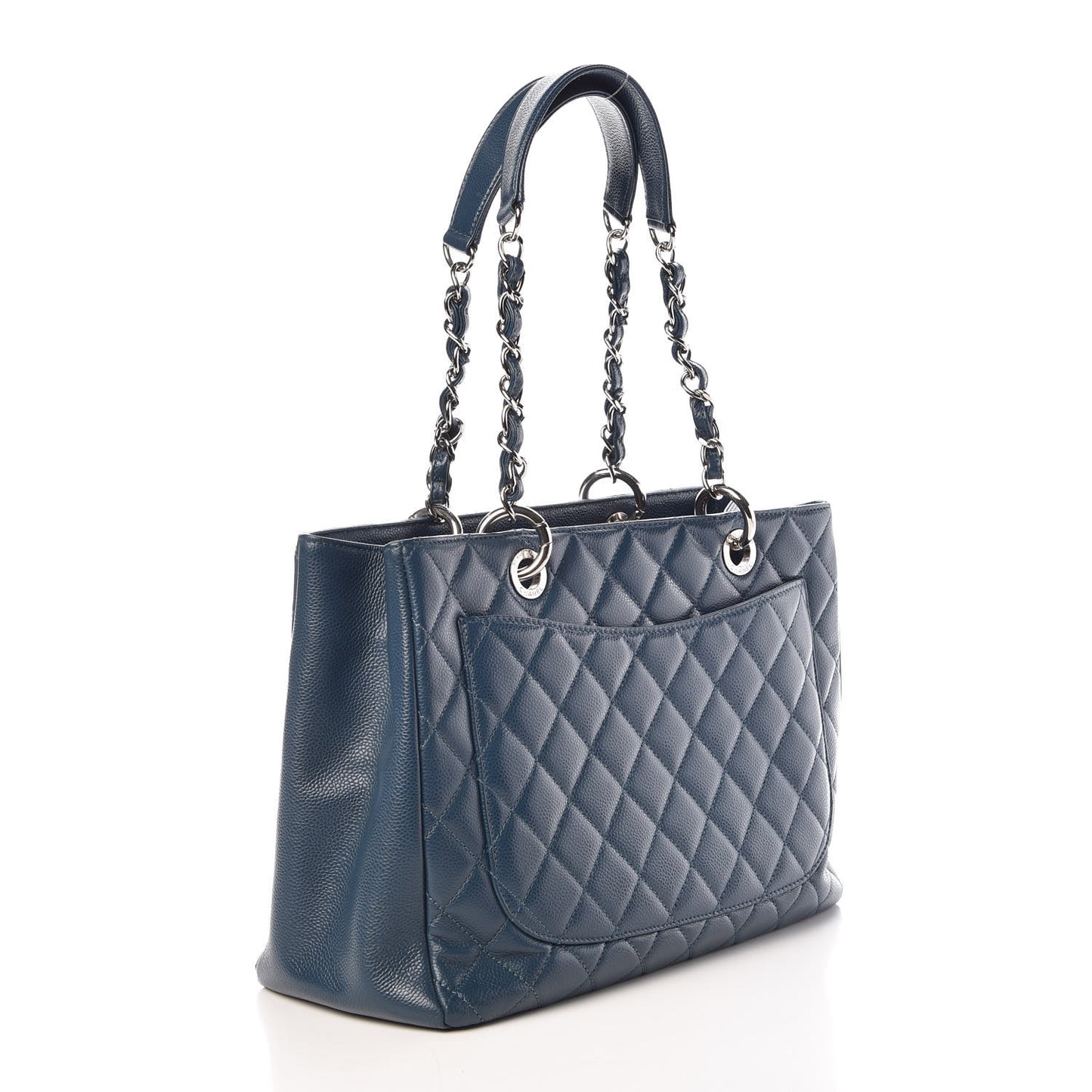 Caviar Quilted Grand Shopping Tote GST Dark Blue
