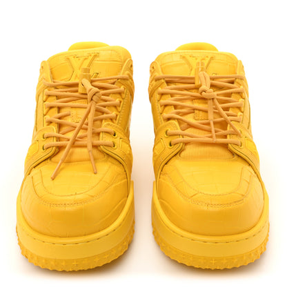 Louis Vuitton Calfskin Alligator Embossed Mens LV Trainer Maxi Sneakers 6 Yellow 2 of 13