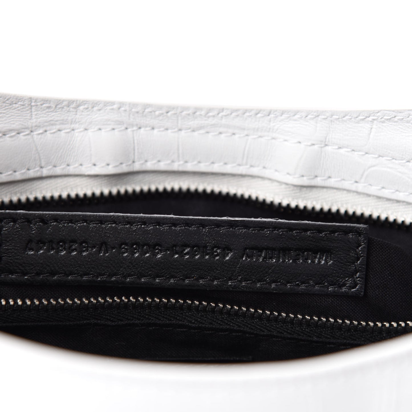Matte Supple Lambskin Crocodile Embossed Classic Silver Hardware S City White