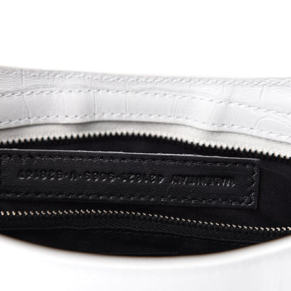 Balenciaga Matte Supple Lambskin Crocodile Embossed Classic Silver Hardware S City White 10 of 11