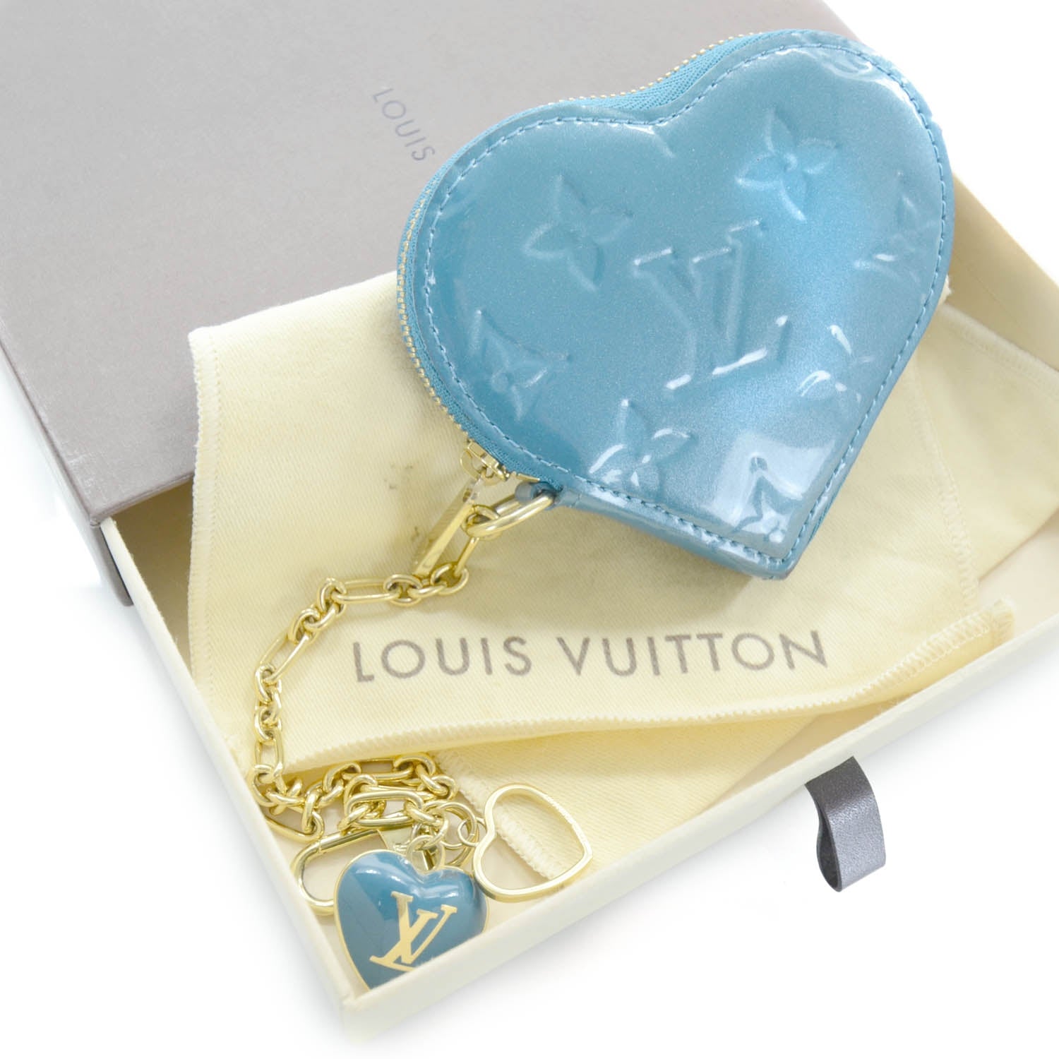 Louis Vuitton Vernis Heart Coin Purse Blue Galactic 6 of 6
