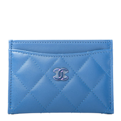 Chanel Lambskin Quilted Card Holder Blue Pink 1 of 9