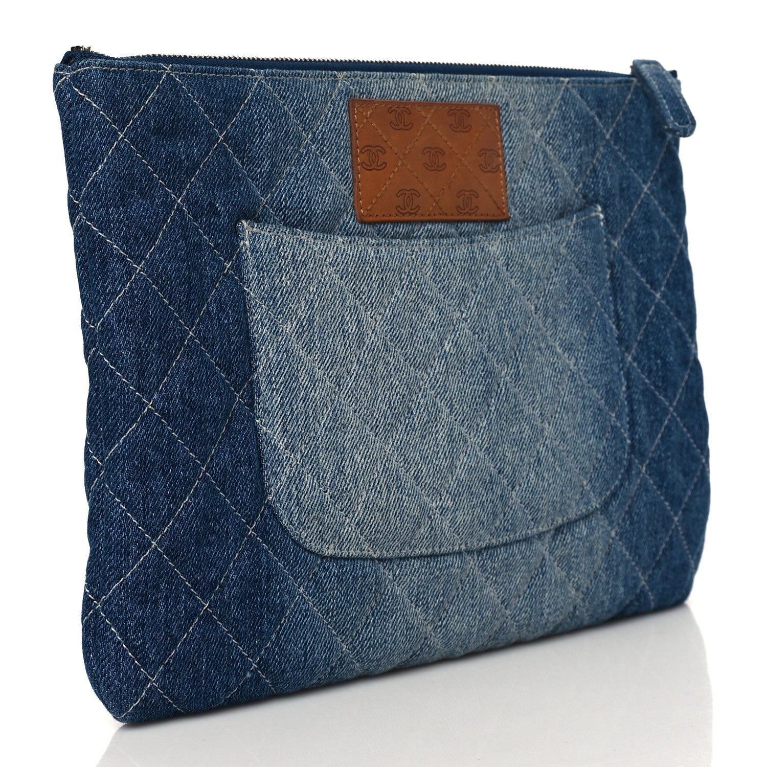 Chanel Denim Pocket Medium Cosmetic Case Blue 3 of 9
