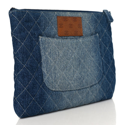 Chanel Denim Pocket Medium Cosmetic Case Blue 3 of 9