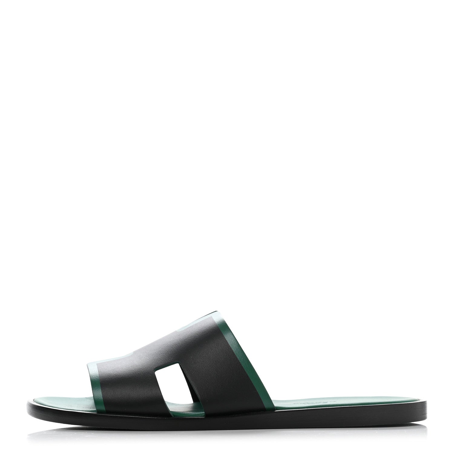 Hermes Calfskin Mens Izmir Sandals 40 Black Menthe 1 of 7