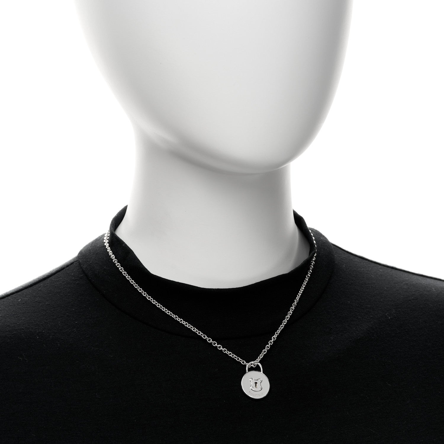 Tiffany Sterling Silver Round Padlock Charm Pendant Necklace 2 of 6