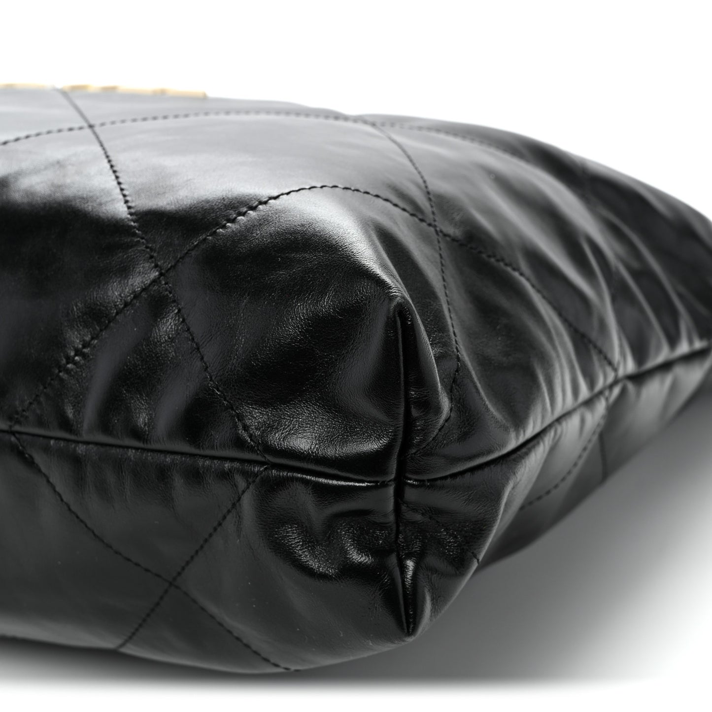 Shiny Calfskin Quilted Large Chanel 22 Black
