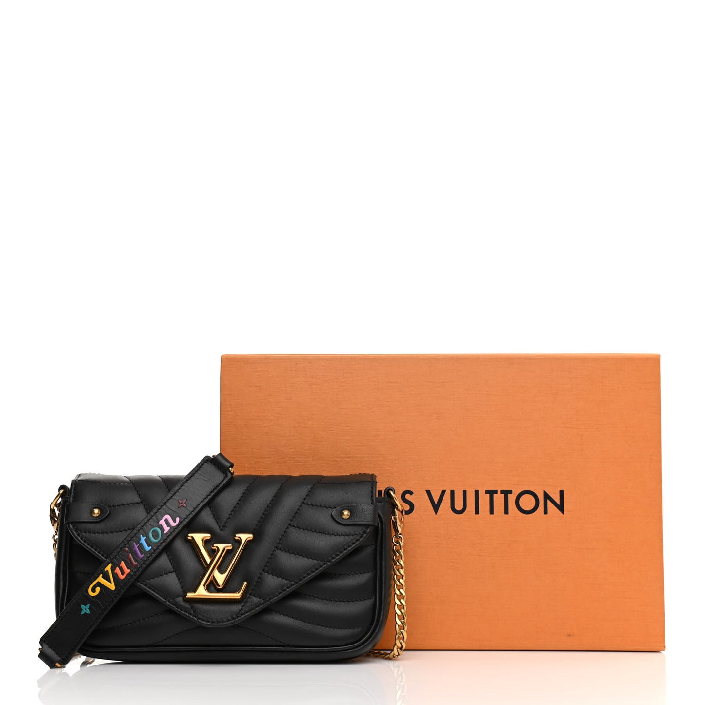 Calfskin New Wave Chain Pochette Black
