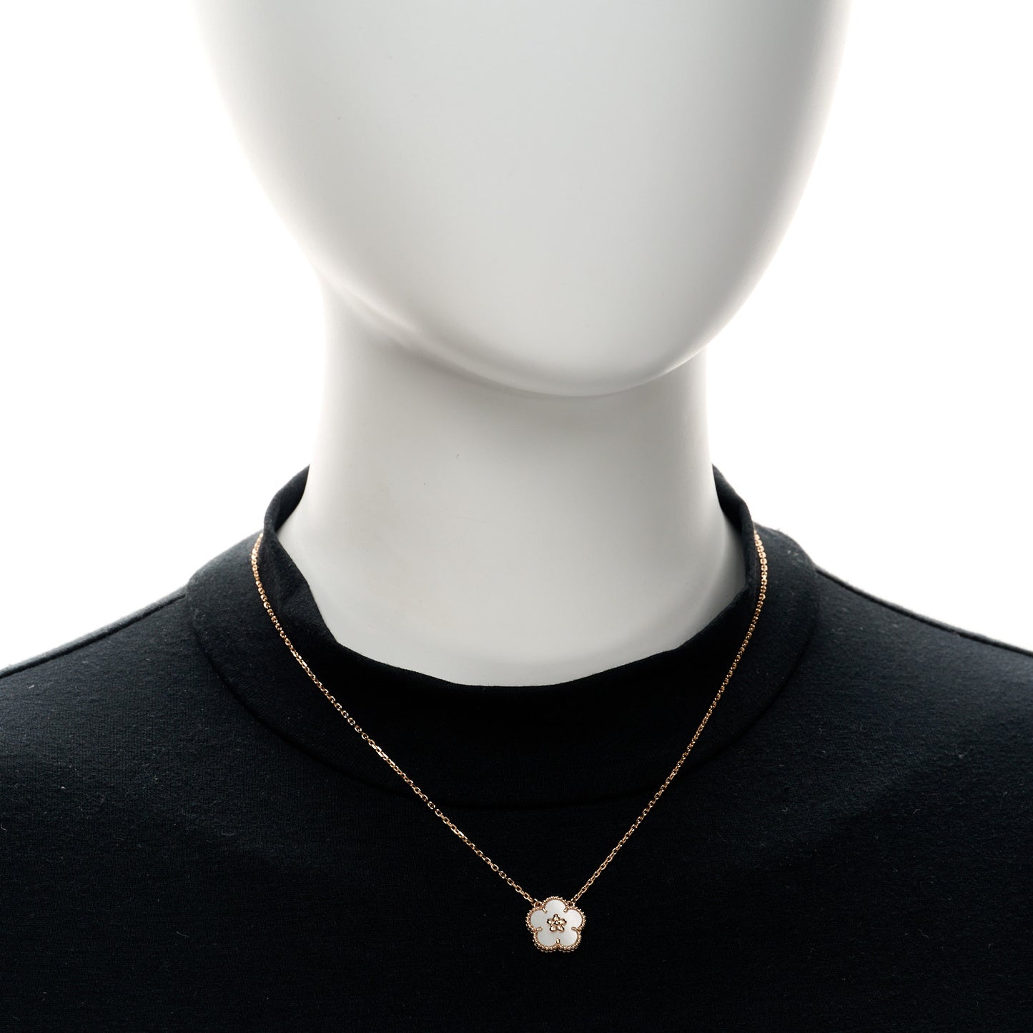 18K Rose Gold Mother of Pearl Lucky Spring Plum Blossom Necklace