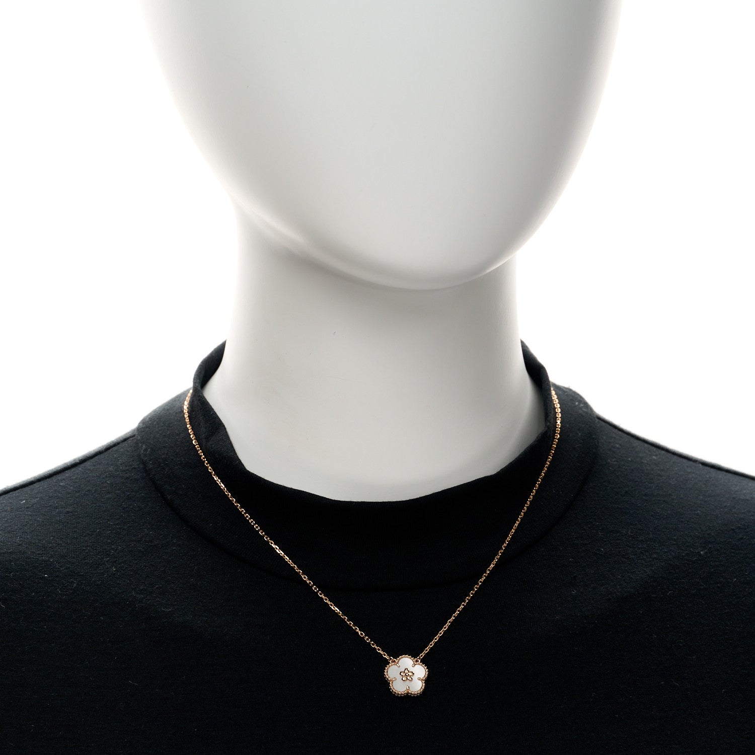 Van Cleef & Arpels 18K Rose Gold Mother of Pearl Lucky Spring Plum Blossom Necklace 2 of 5