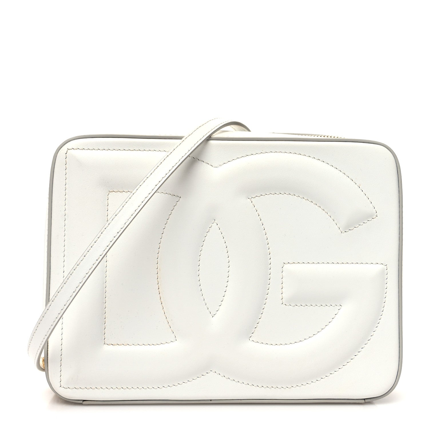 Dolce & Gabbana Calfskin Medium DG Logo Camera Crossbody Bag White 1 of 11
