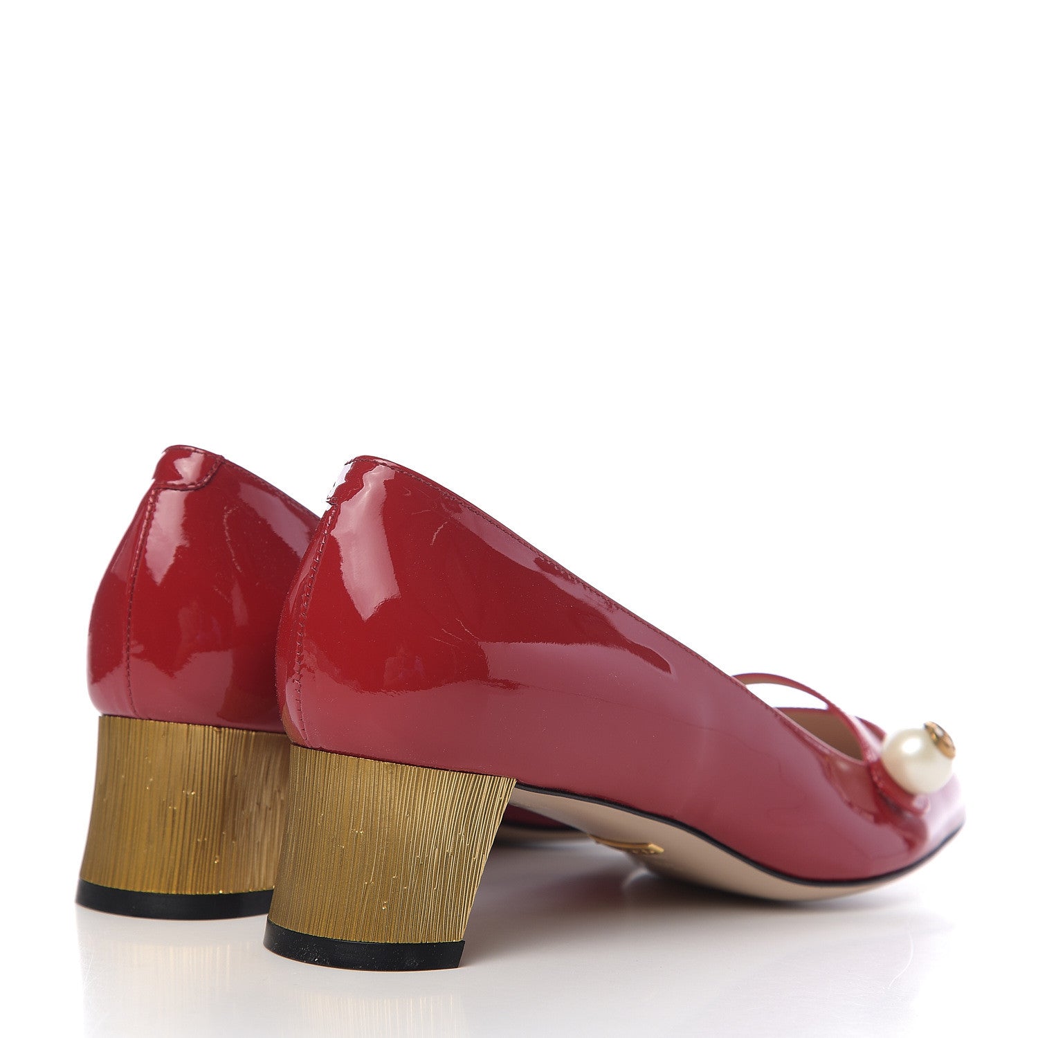 Gucci Patent Pearl Embellished Mary Jane Pumps 36.5 Red 4 of 9