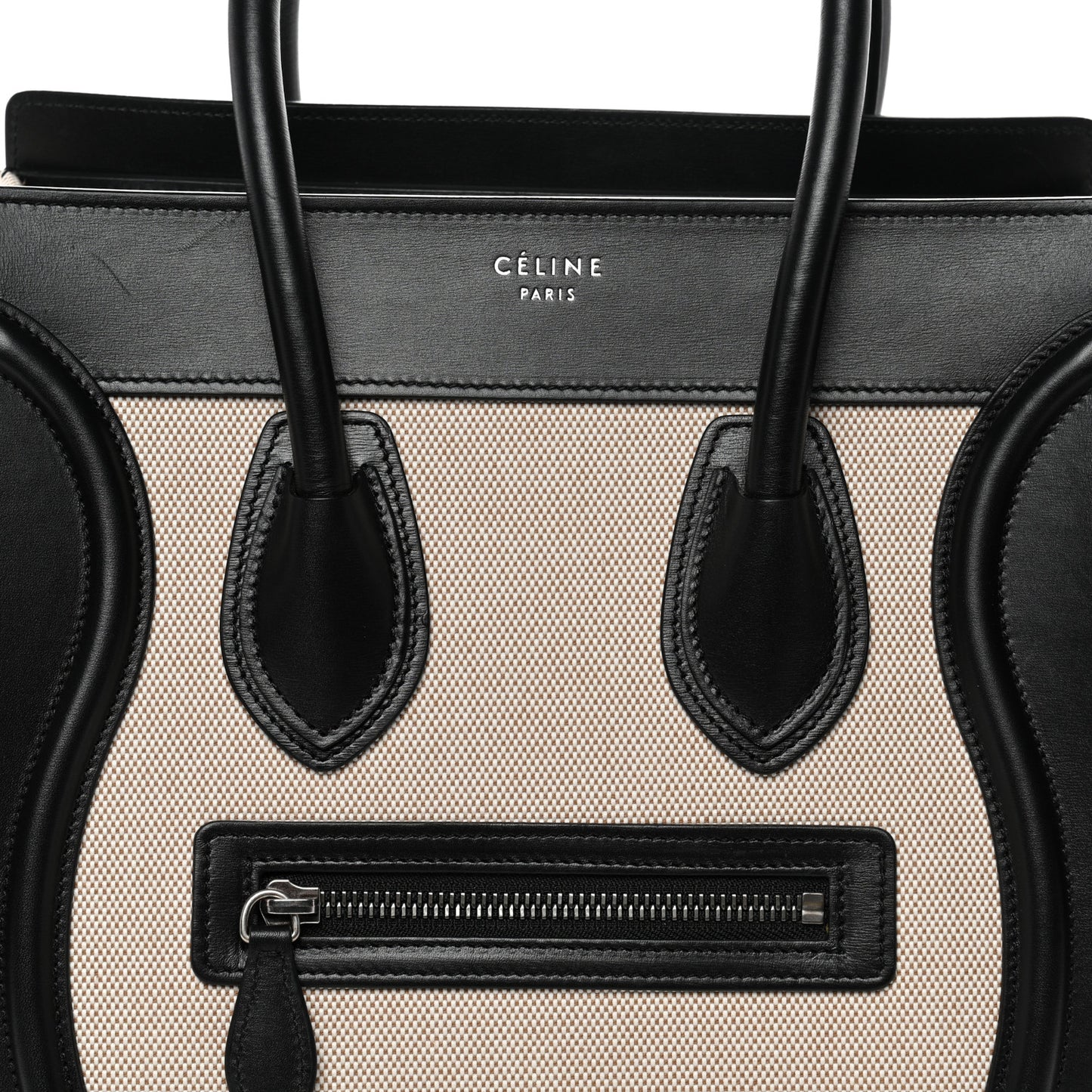 Textile Smooth Calfskin Micro Bi-Color Luggage Natural