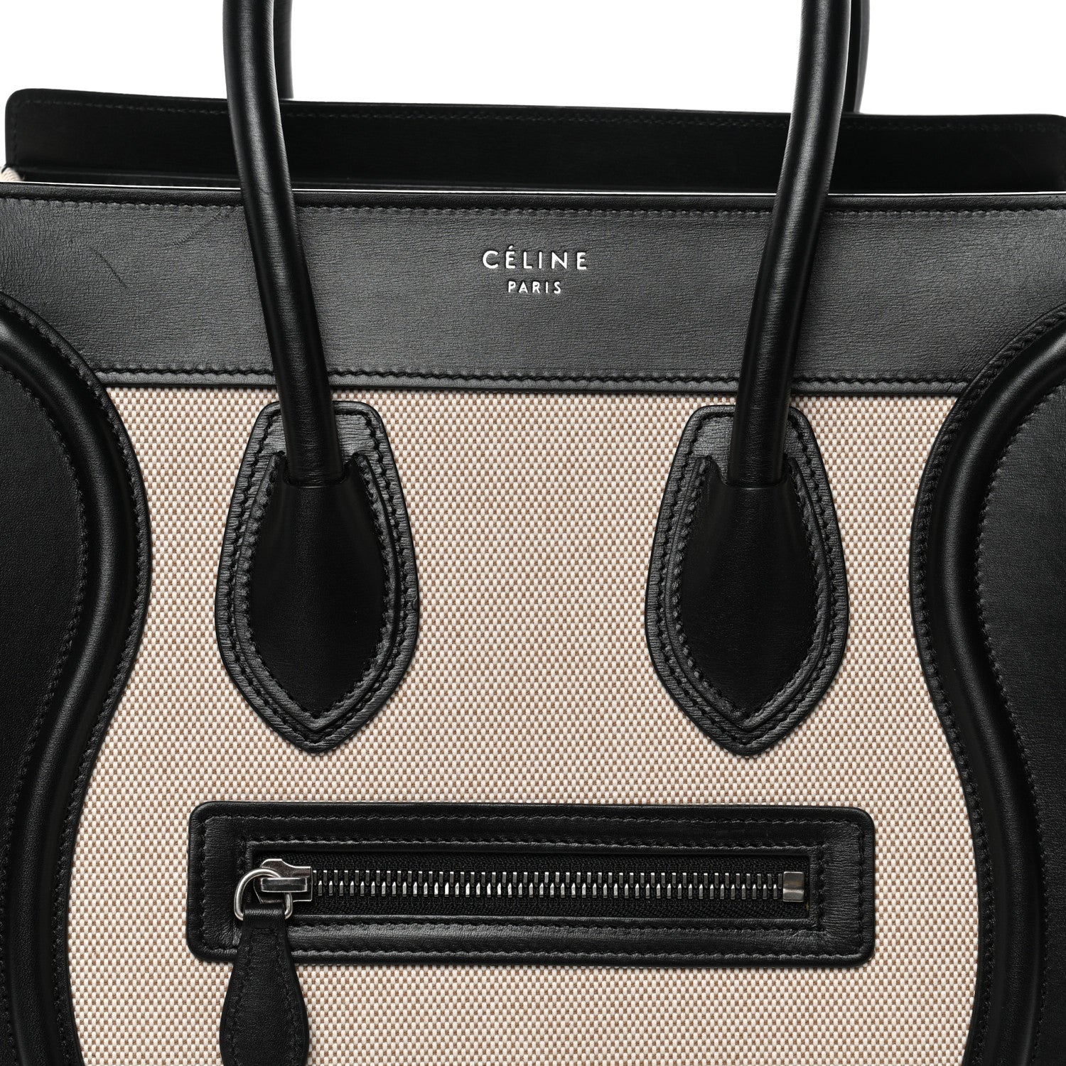 Celine Textile Smooth Calfskin Micro Bi-Color Luggage Natural 7 of 11
