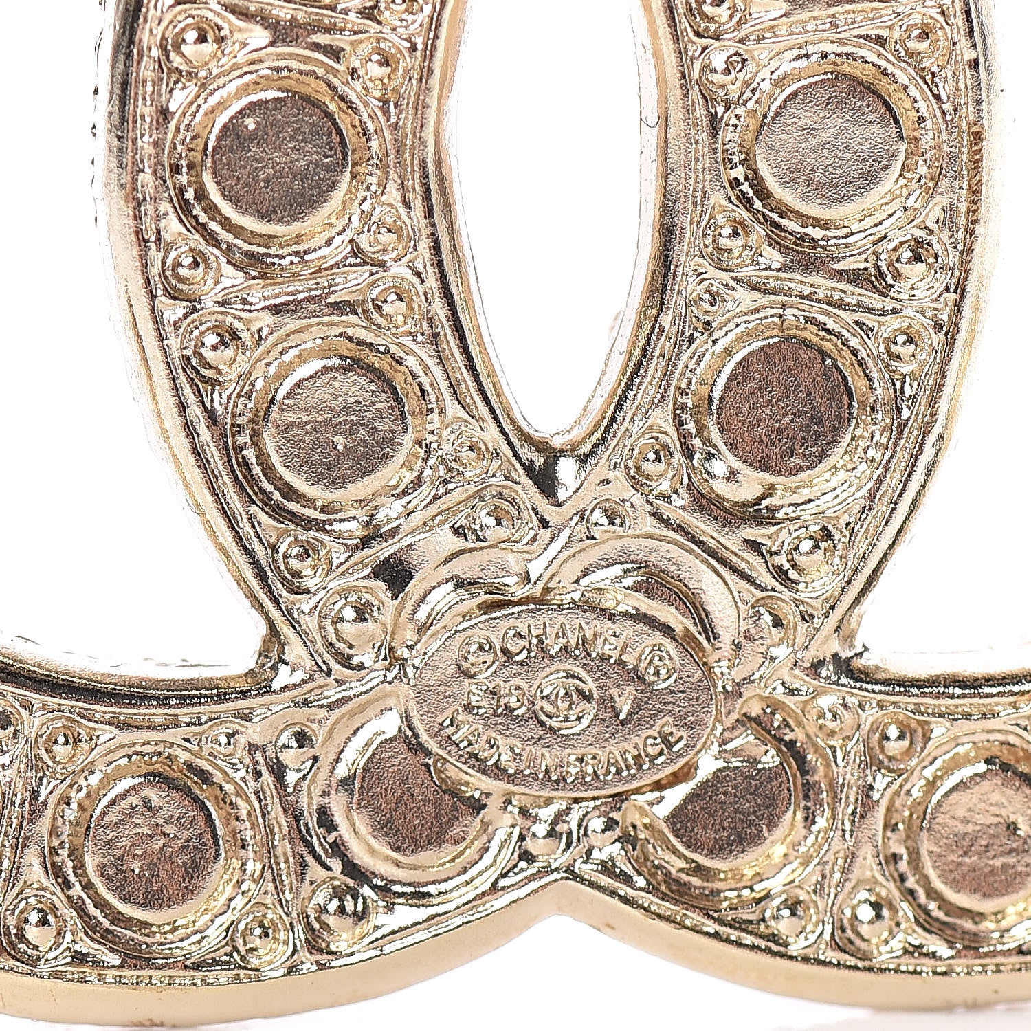 Chanel Pearl Crystal CC Brooch Gold 4 of 5