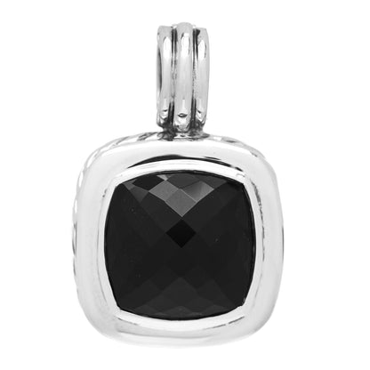 David Yurman Sterling Silver Black Onyx 14mm Albion Enhancer Pendant 1 of 3