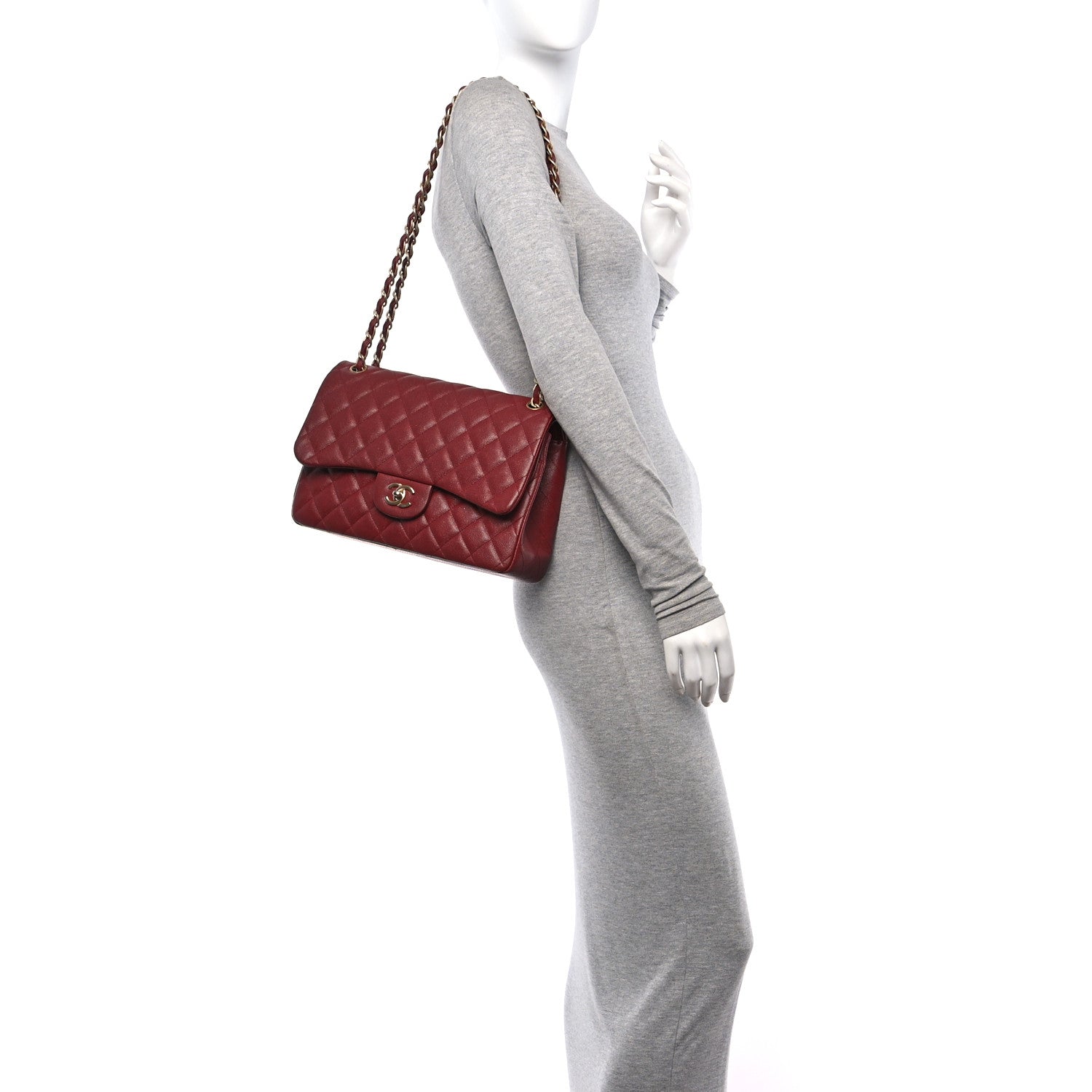 Chanel Iridescent Caviar Quilted Jumbo Double Flap Burgundy 2 of 12