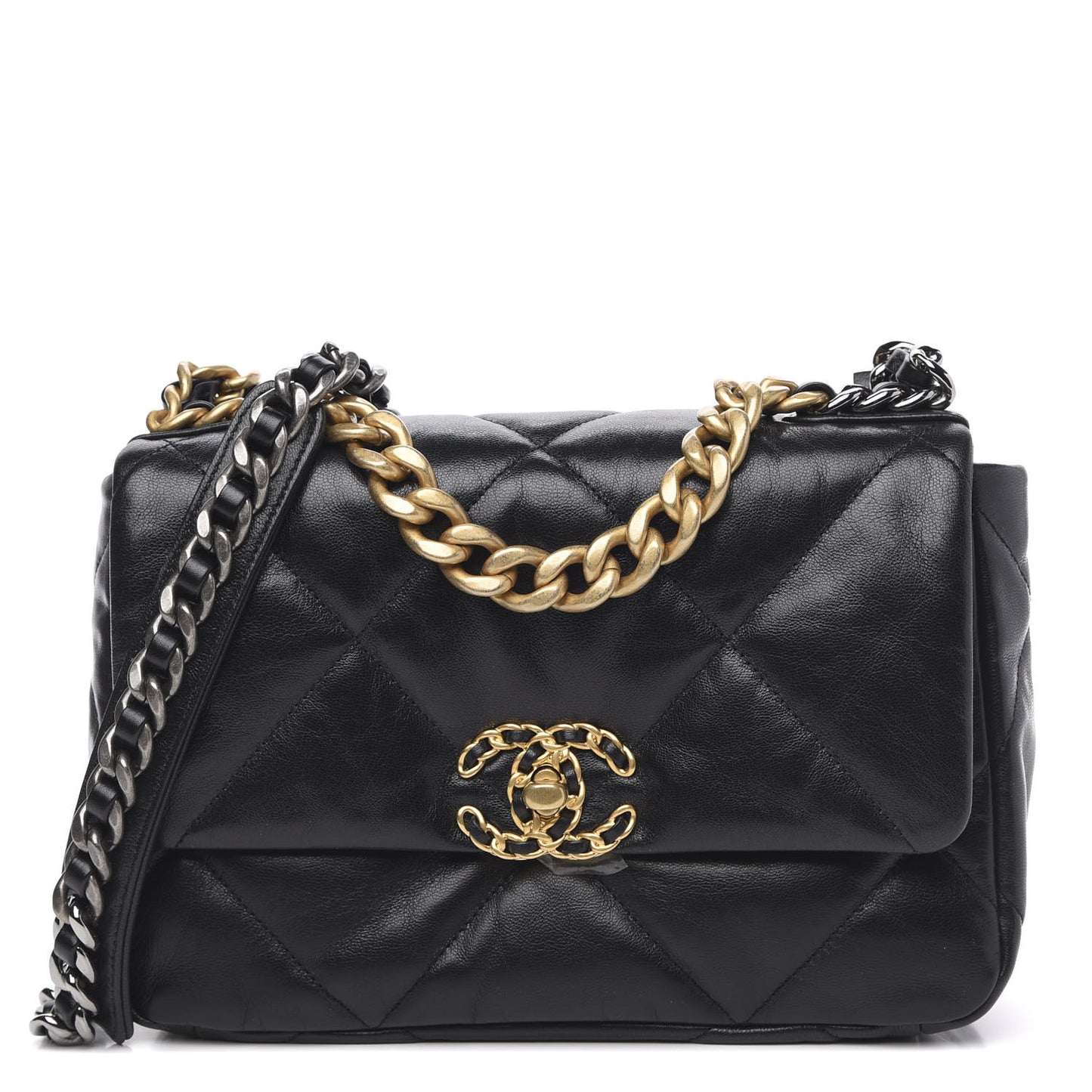 Goatskin Quilted Medium 19 Flap Black