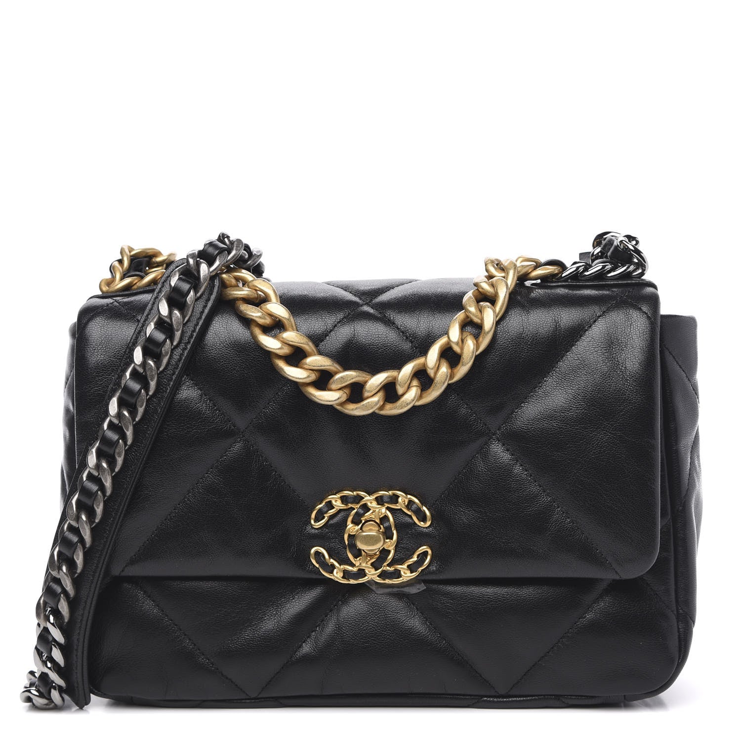 Chanel Goatskin Quilted Medium 19 Flap Black 1 of 12