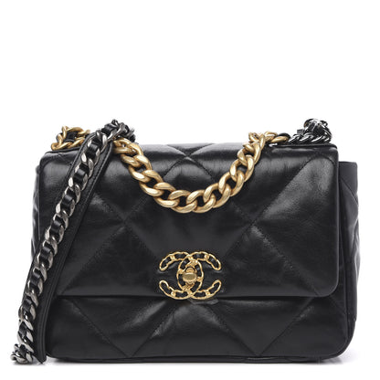 Chanel Goatskin Quilted Medium 19 Flap Black 1 of 12