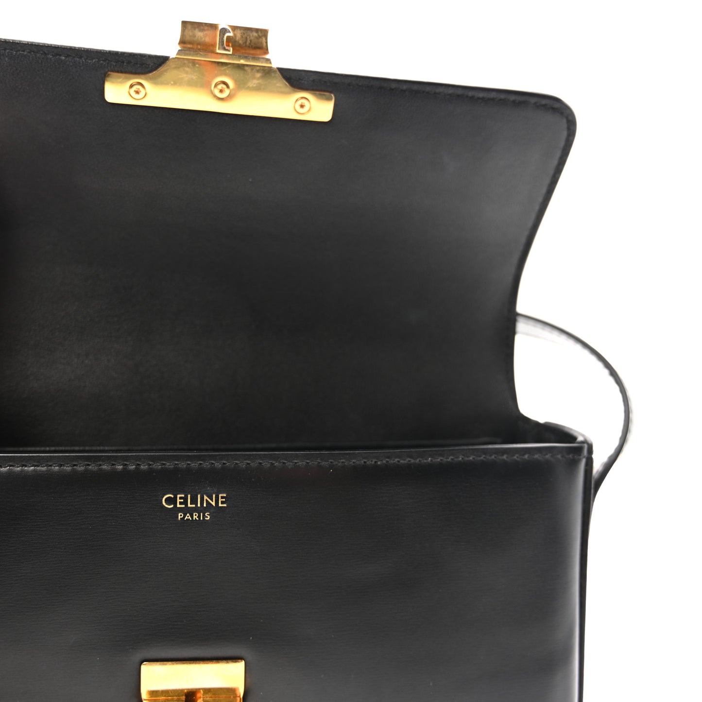 Shiny Calfskin Triomphe Shoulder Bag Black
