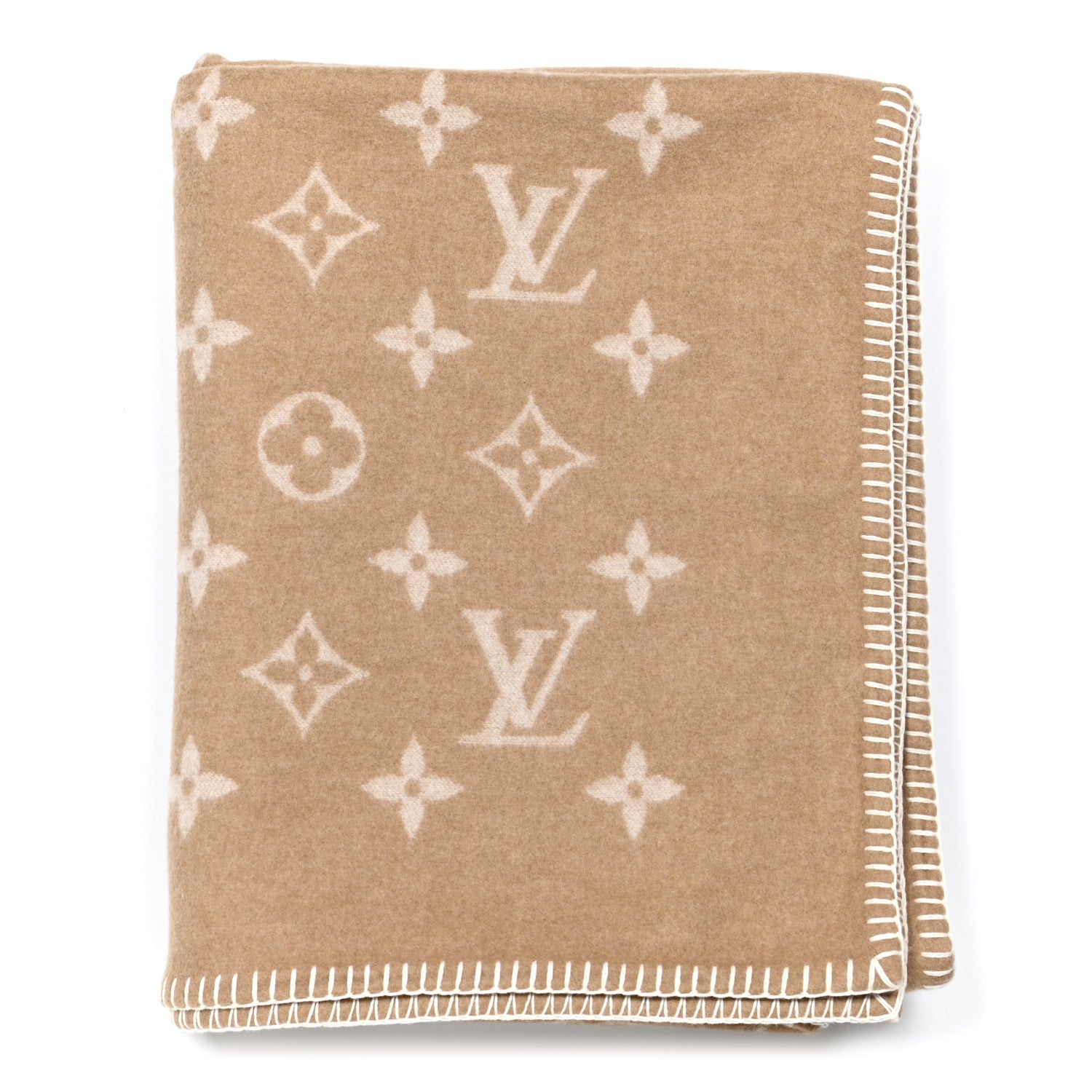 Louis Vuitton Wool Cashmere Monogram Blanket Beige 1 of 3