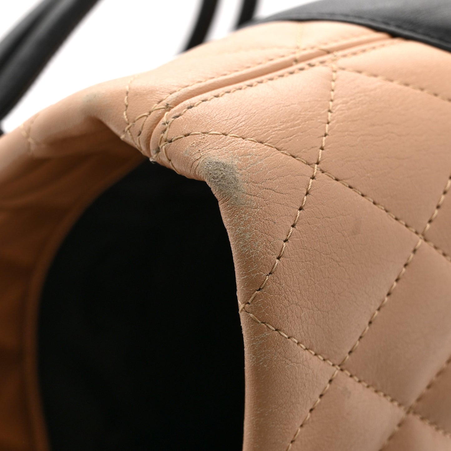 Calfskin Quilted Medium Cambon Tote Beige Black