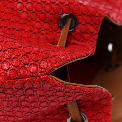 Chanel Perforated Calfskin Drawstring Tote Red 11 of 12