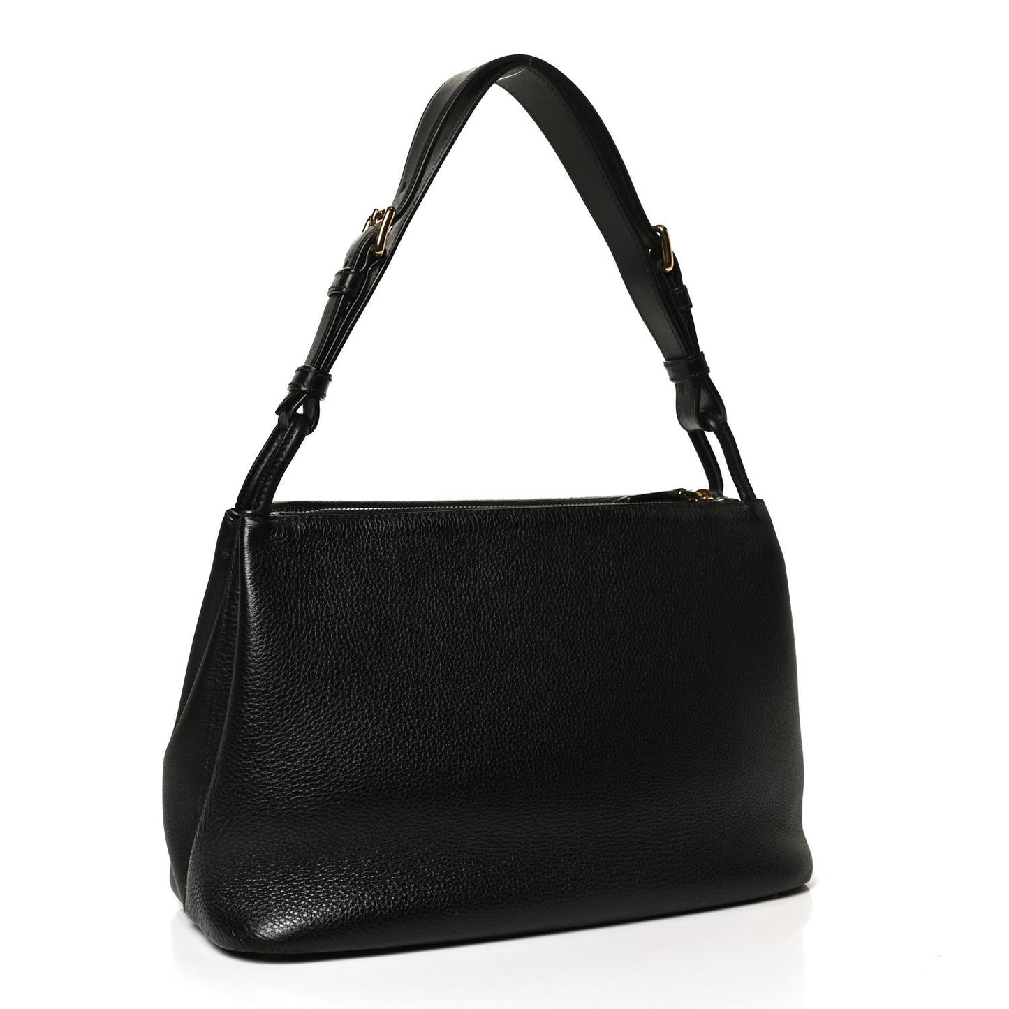 Vitello Daino Flap Shoulder Bag Black
