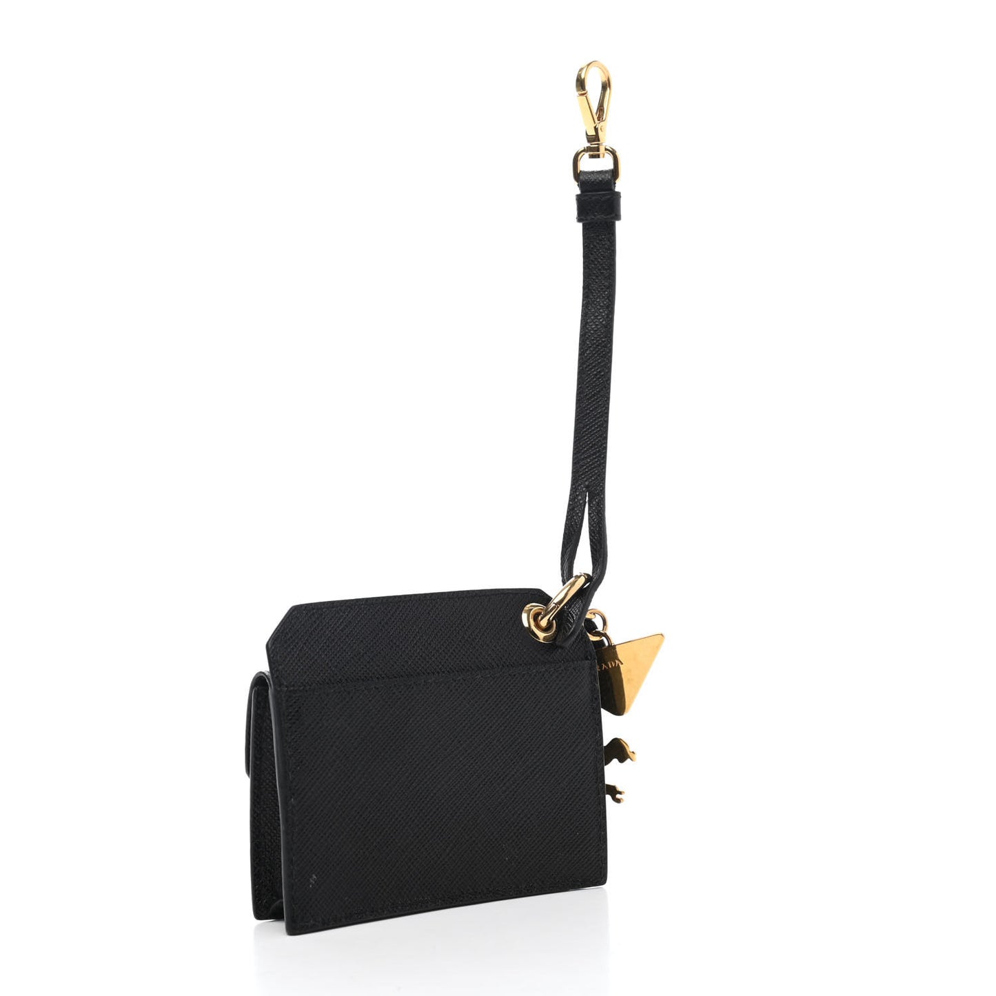 Saffiano Triangle Trick with Charm Key Chain Black