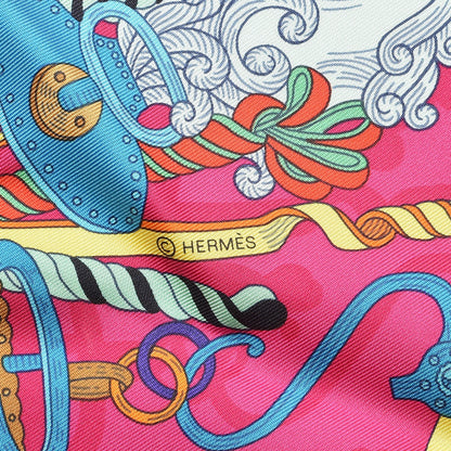 Hermes Silk Bouquets Sellier Scarf 90 Violet Jaune Vif Fuchsia 4 of 8