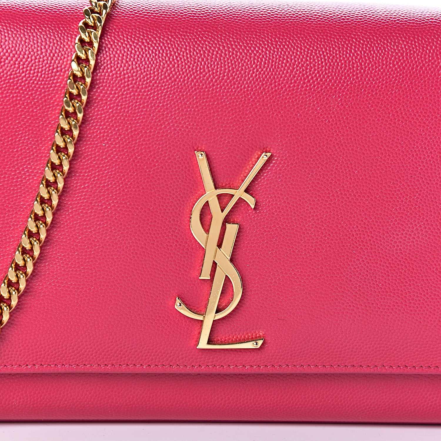 Saint Laurent Grain De Poudre Medium Monogram Kate Satchel Lipstick Fuchsia 10 of 10