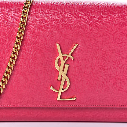 Saint Laurent Grain De Poudre Medium Monogram Kate Satchel Lipstick Fuchsia 10 of 10