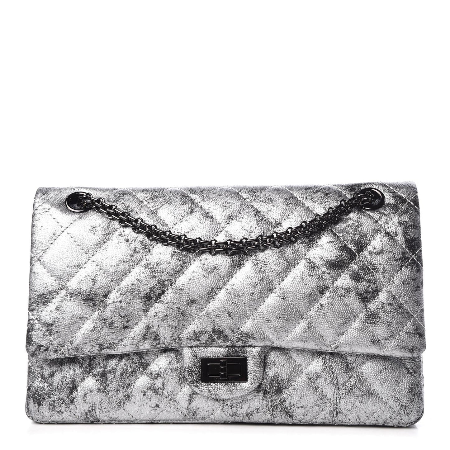 Metallic Caviar Quilted 2.55 Reissue 226 Flap Silver Black