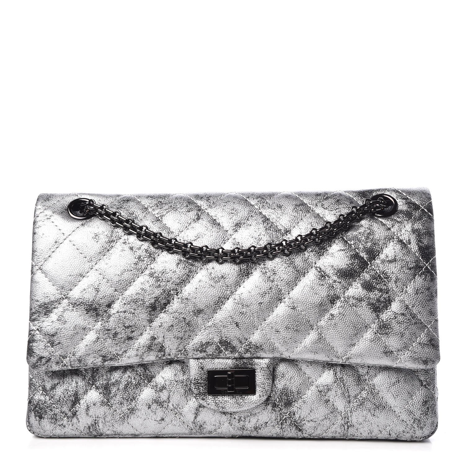 Chanel Metallic Caviar Quilted 2.55 Reissue 226 Flap Silver Black 1 of 7
