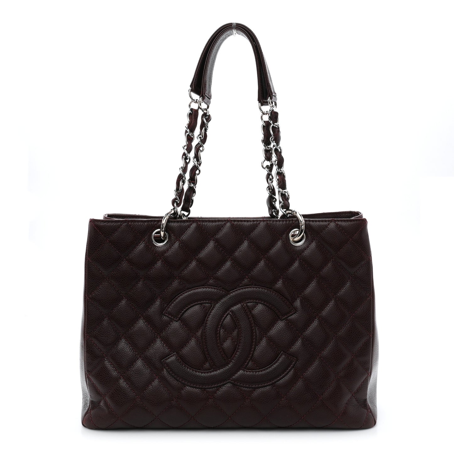 Caviar Quilted Grand Shopping Tote GST Dark Bordeaux
