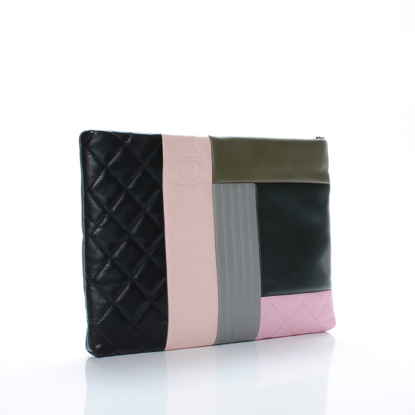 Lambskin Patchwork Medium Cosmetic Case Multicolor