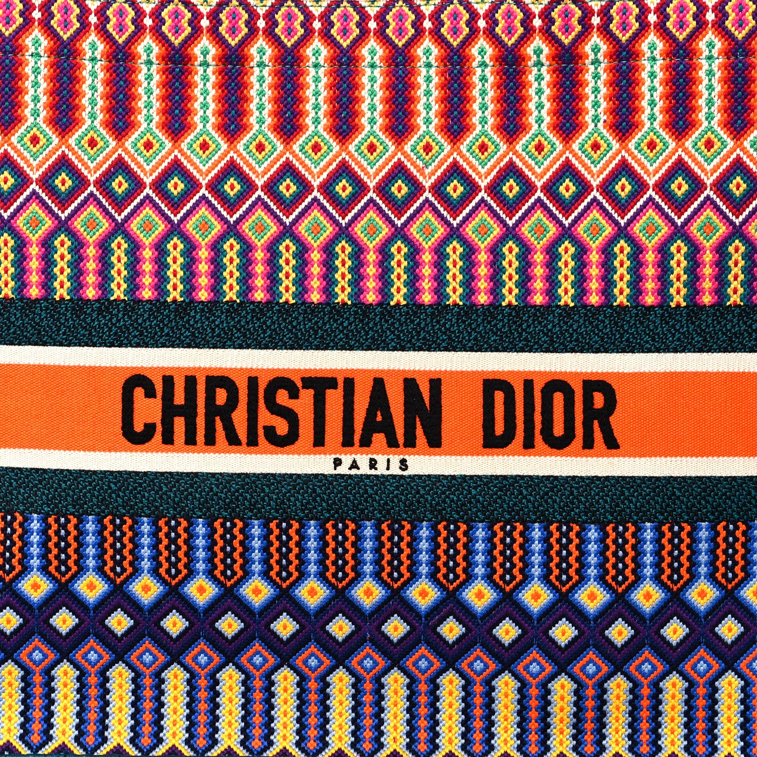 Christian Dior Canvas Embroidered Large Book Tote Orange Multicolor 10 of 10