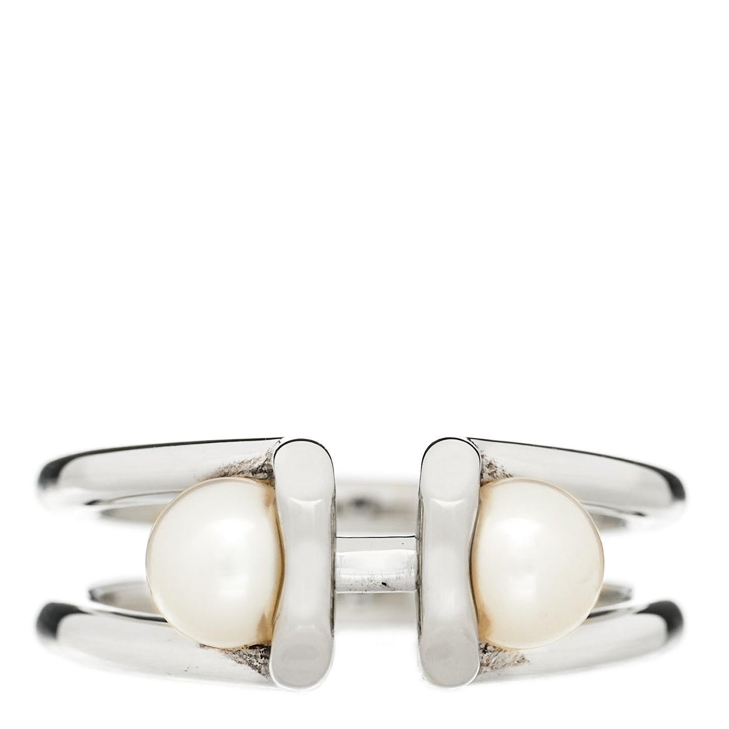 Sterling Silver Pearl HardWear Double Pearl Ring 57 8