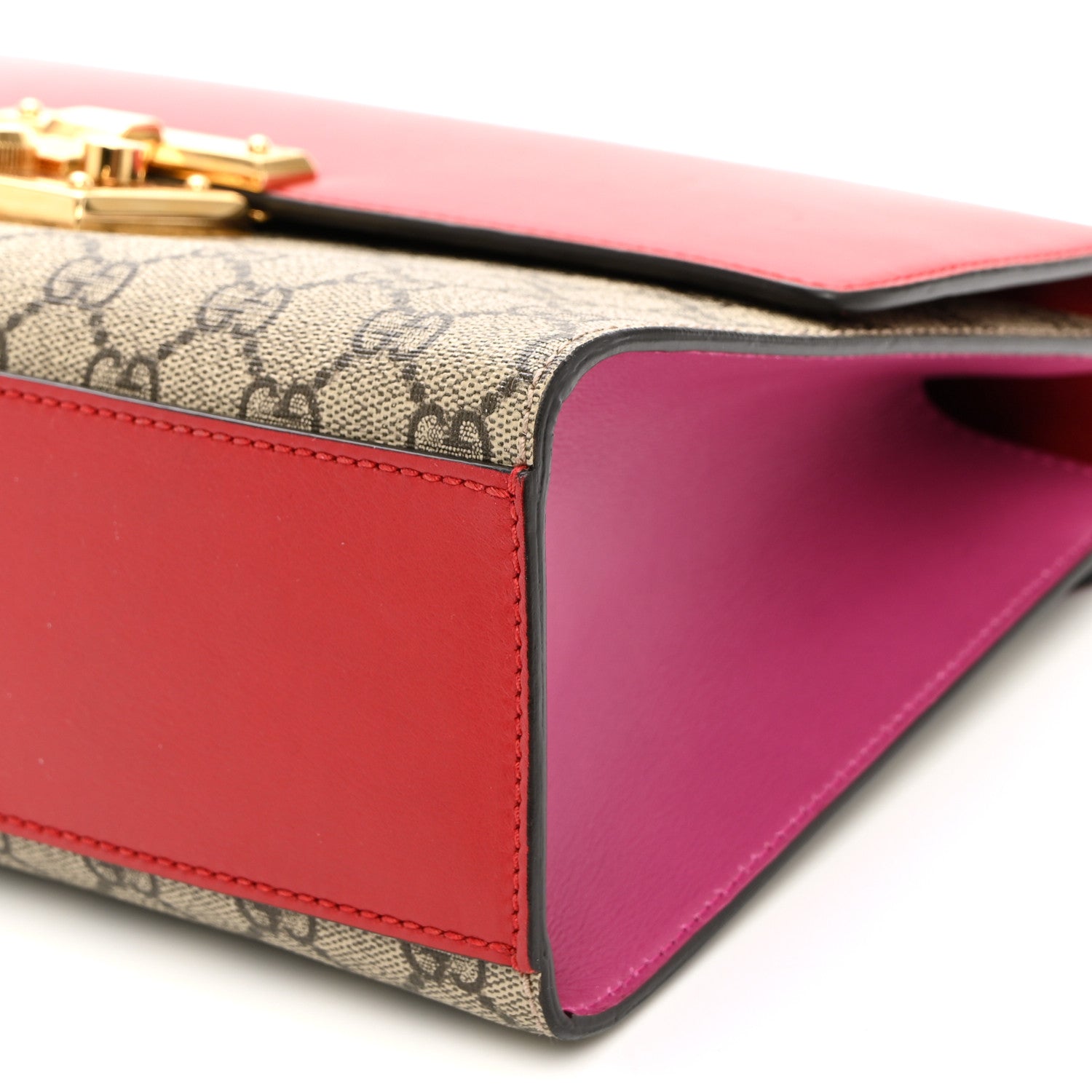 Gucci GG Supreme Monogram Calfskin Medium Padlock Shoulder Bag Beige Hibiscus Red New Rosette 10 of 10