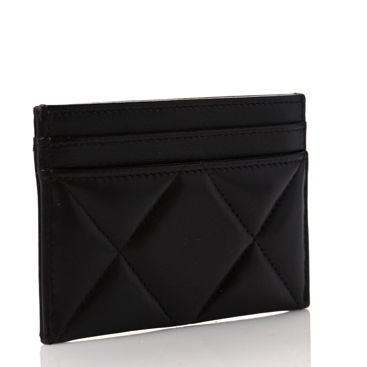 Chanel Lambskin Quilted Chanel 19 Card Holder Dark Brown 3 of 10