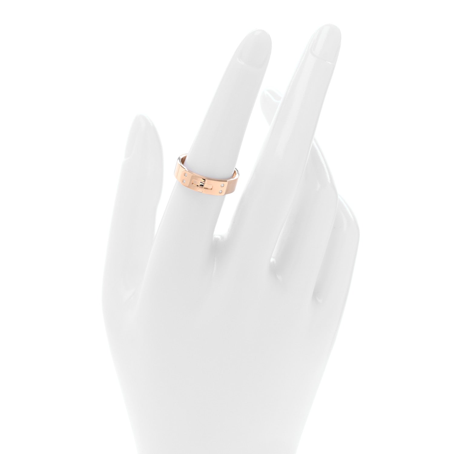 Hermes 18K Rose Gold Diamond PM Kelly Ring 54 7 2 of 4