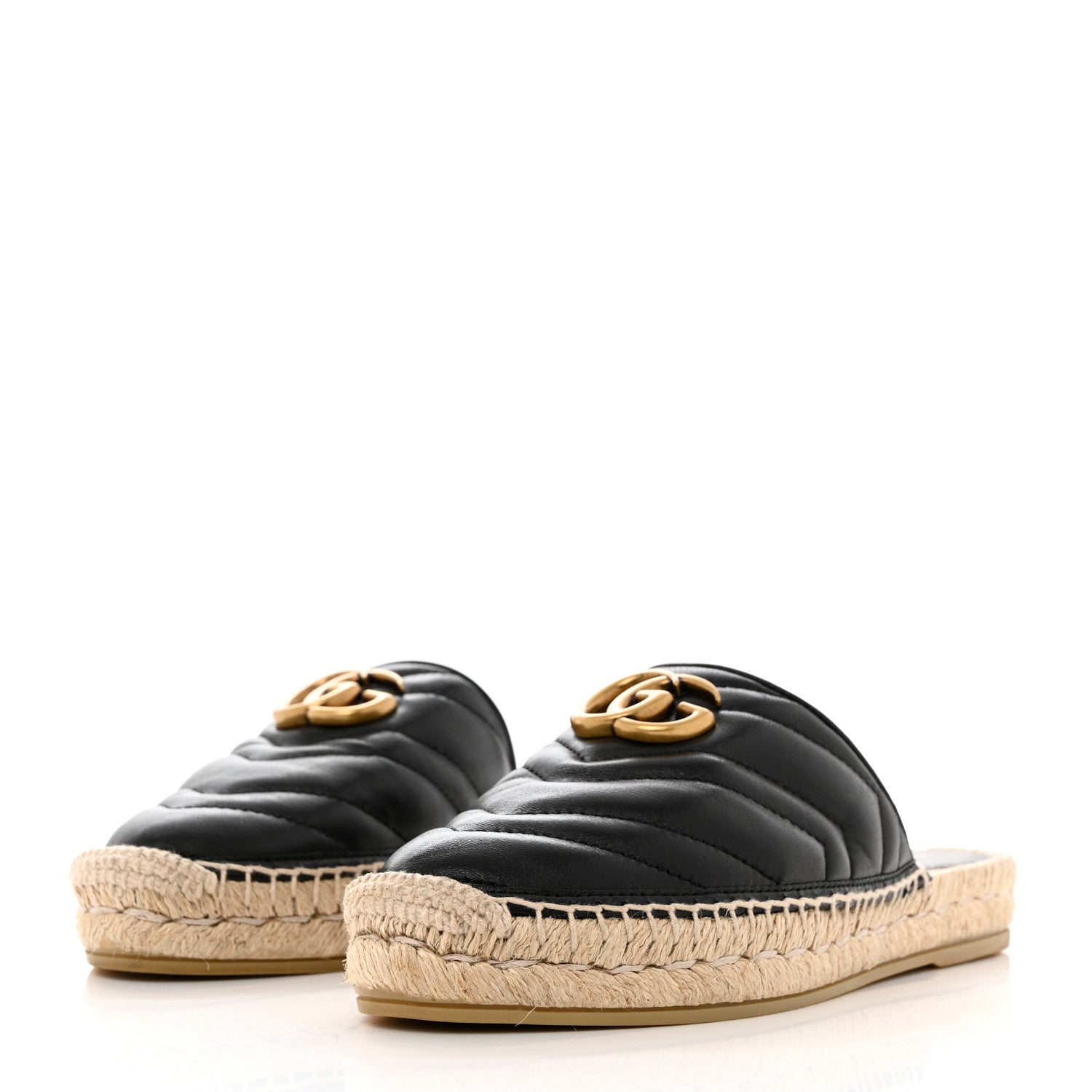 Gucci Nappa Matelasse GG Marmont Espadrille Slippers 36 Black 3 of 10