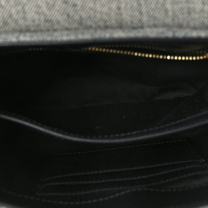 Saint Laurent Denim Y Quilted Monogram Toy Loulou Crossbody Bag Grey 6 of 10