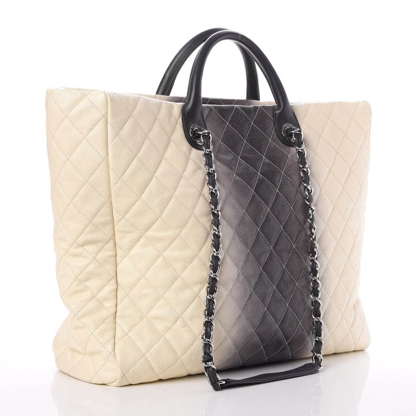 Caviar Ombre Large Shopping Tote White