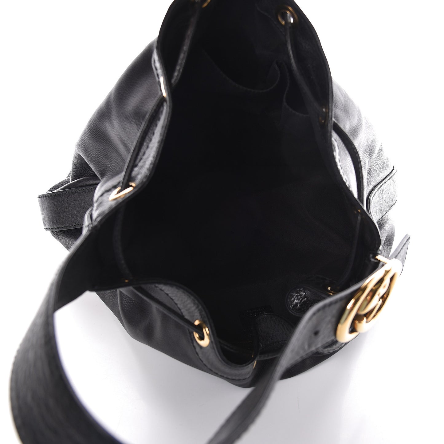Pebbled Calfskin Medium Interlocking Icon Shoulder Bag Black