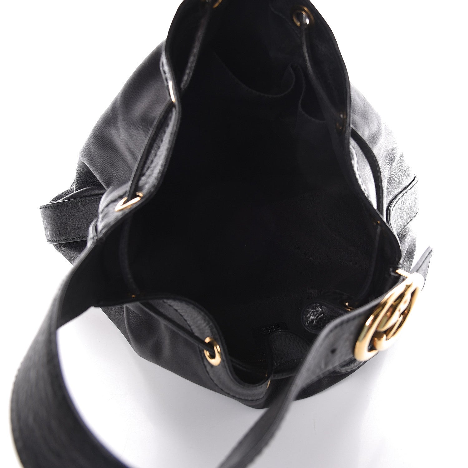 Gucci Pebbled Calfskin Medium Interlocking Icon Shoulder Bag Black 5 of 10
