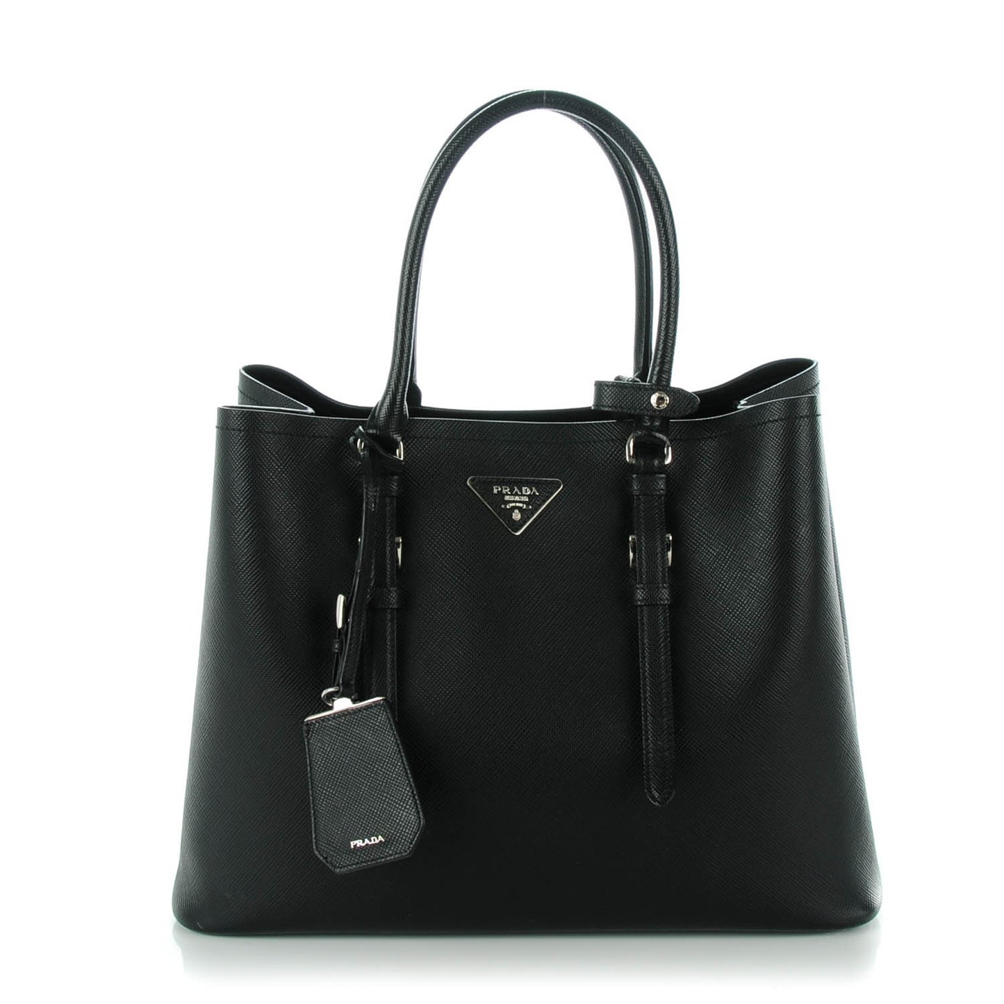 Saffiano Cuir Medium Double Handle Tote Black